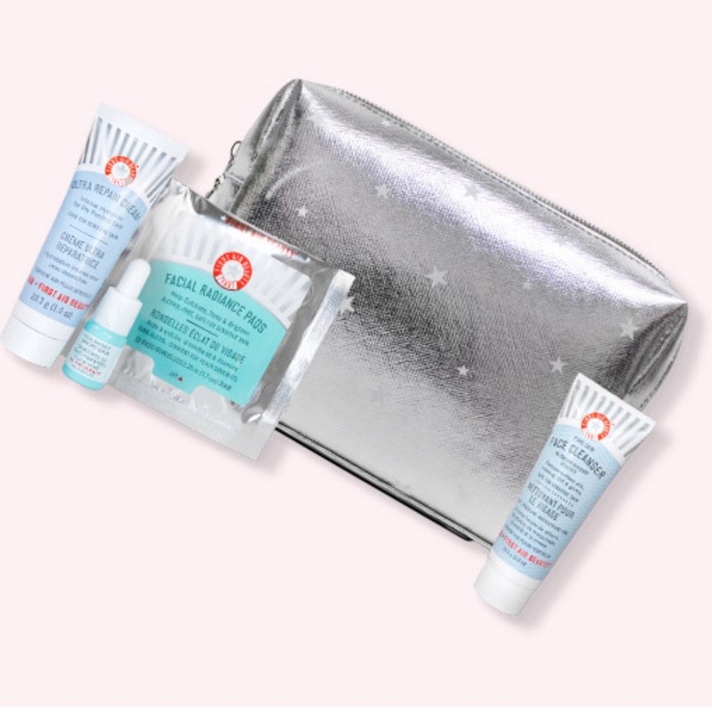 FIRST AID BEAUTY 5p Cleanser Repair Cream Dark Spot Serum Radiance Pads $40